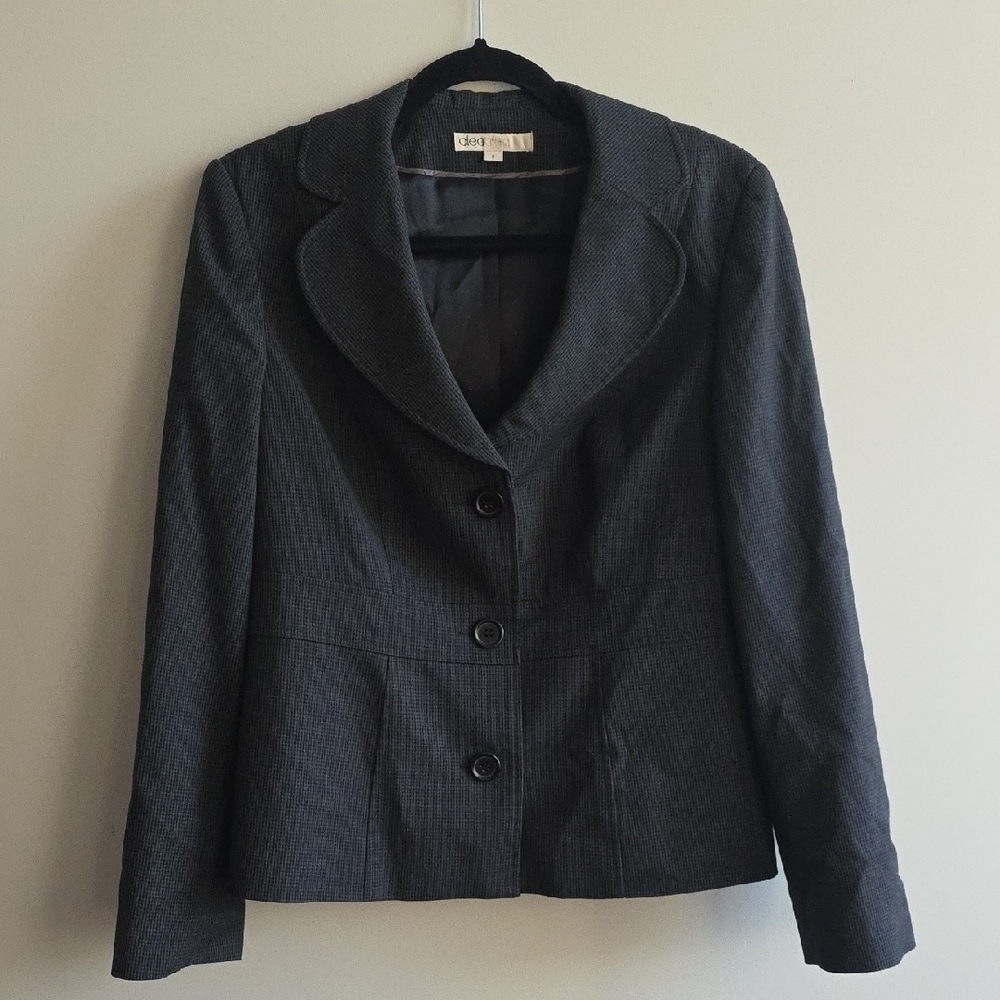 Cleo - Women's Charcoal And Black Micro Plaid Blazer - Size 8